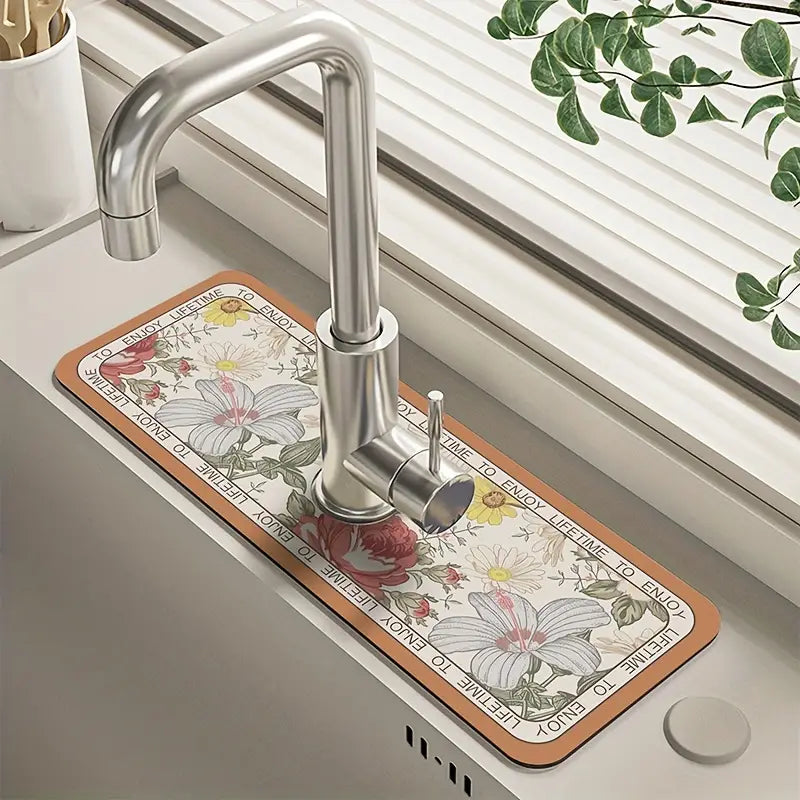 Floral Sink Faucet Absorbent Mat Official Cheap Online