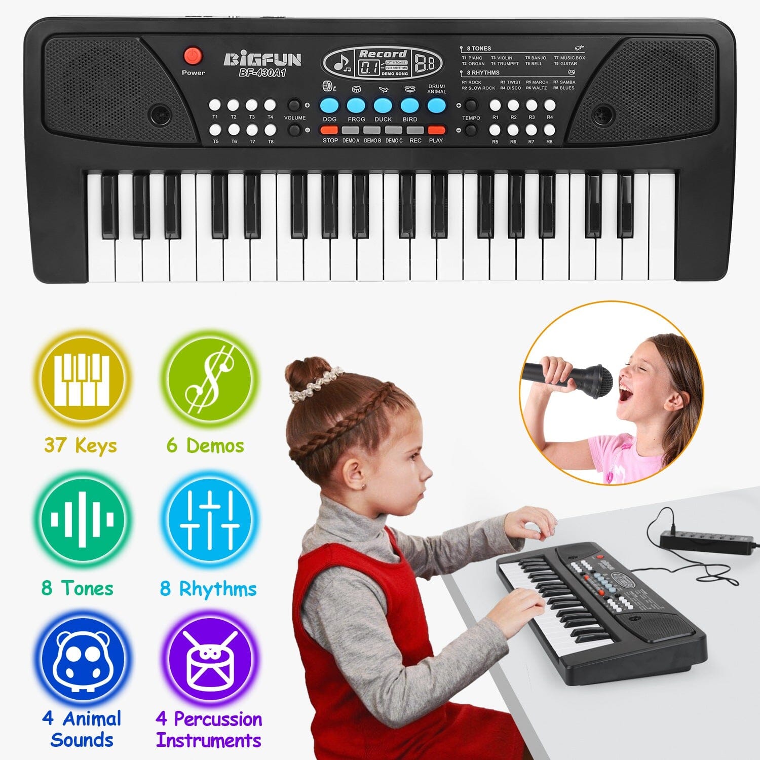 37 Keys Digital Music Electronic Keyboard Instrument with Microphone Get Authentic