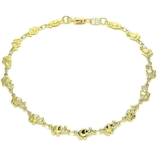 18k Gold Filled High Polish Finsh Elephant Link Anklet Bracelet Grey Outlet Store Online