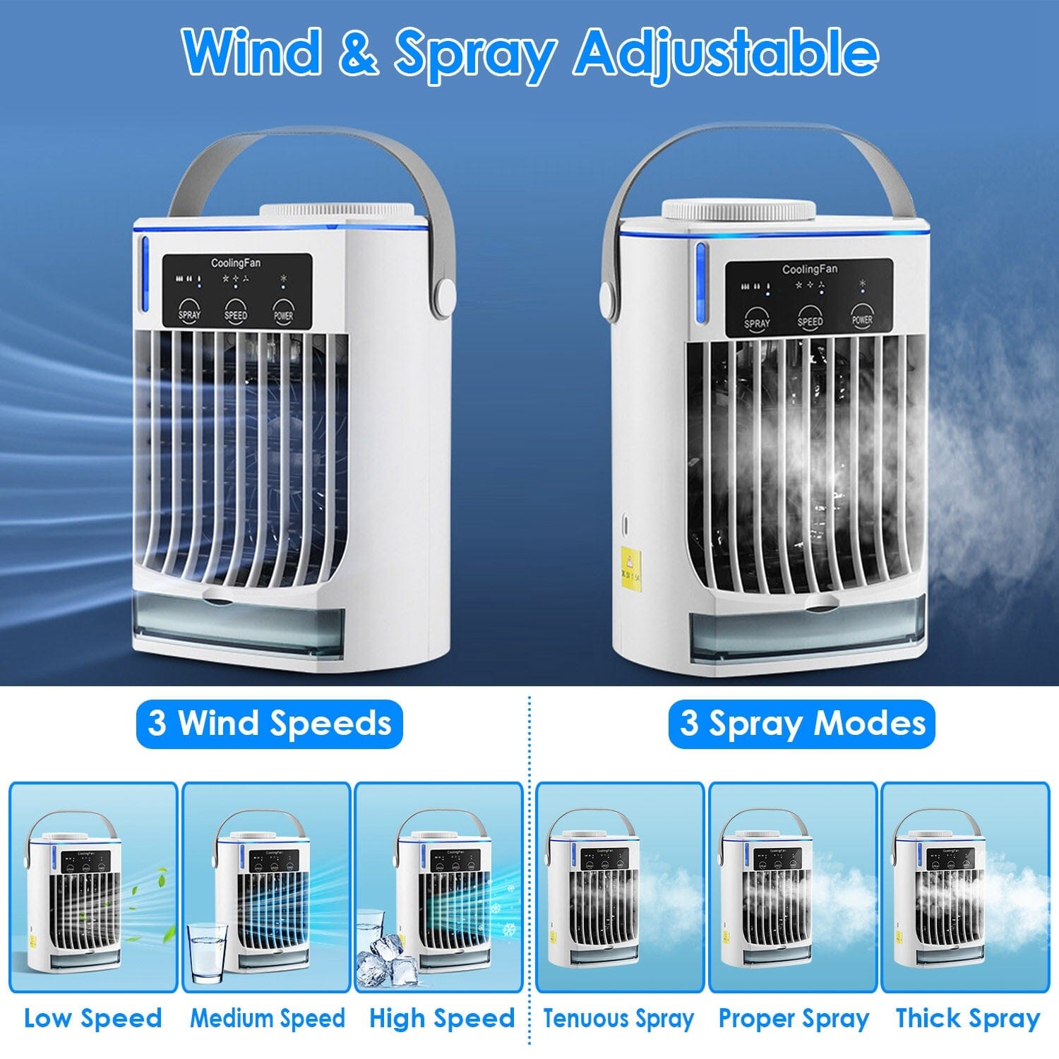 Portable Air Conditioner Fan Evaporative Humidifier 3 Speed Spray Cheap Sale Good Selling