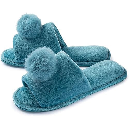 Roxoni Women's Slippers Lovely Velvet Pom-Pom Open Toe House Slides Cheap Sale Pick A Best