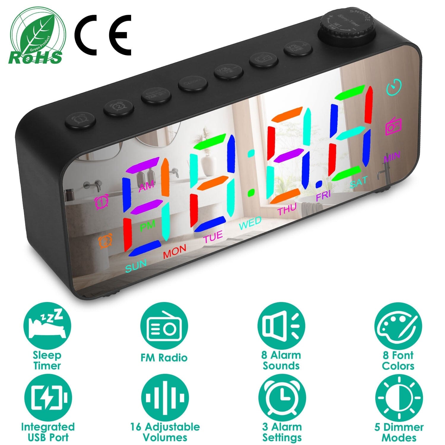 RGB Color LED Digital Alarm Clock Free Shipping Online