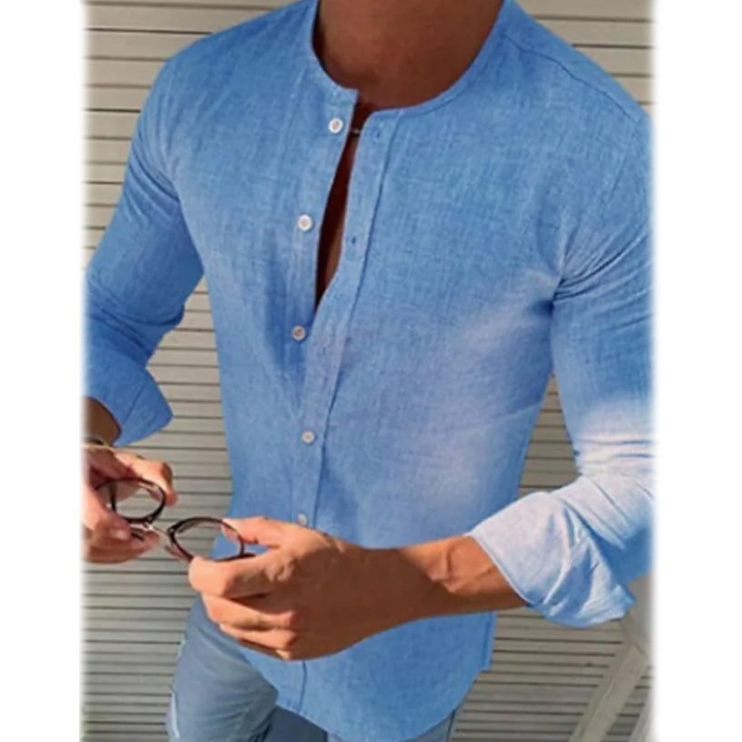 Men's Casual Solid Long Sleeve Shirt Clearance 2025 New