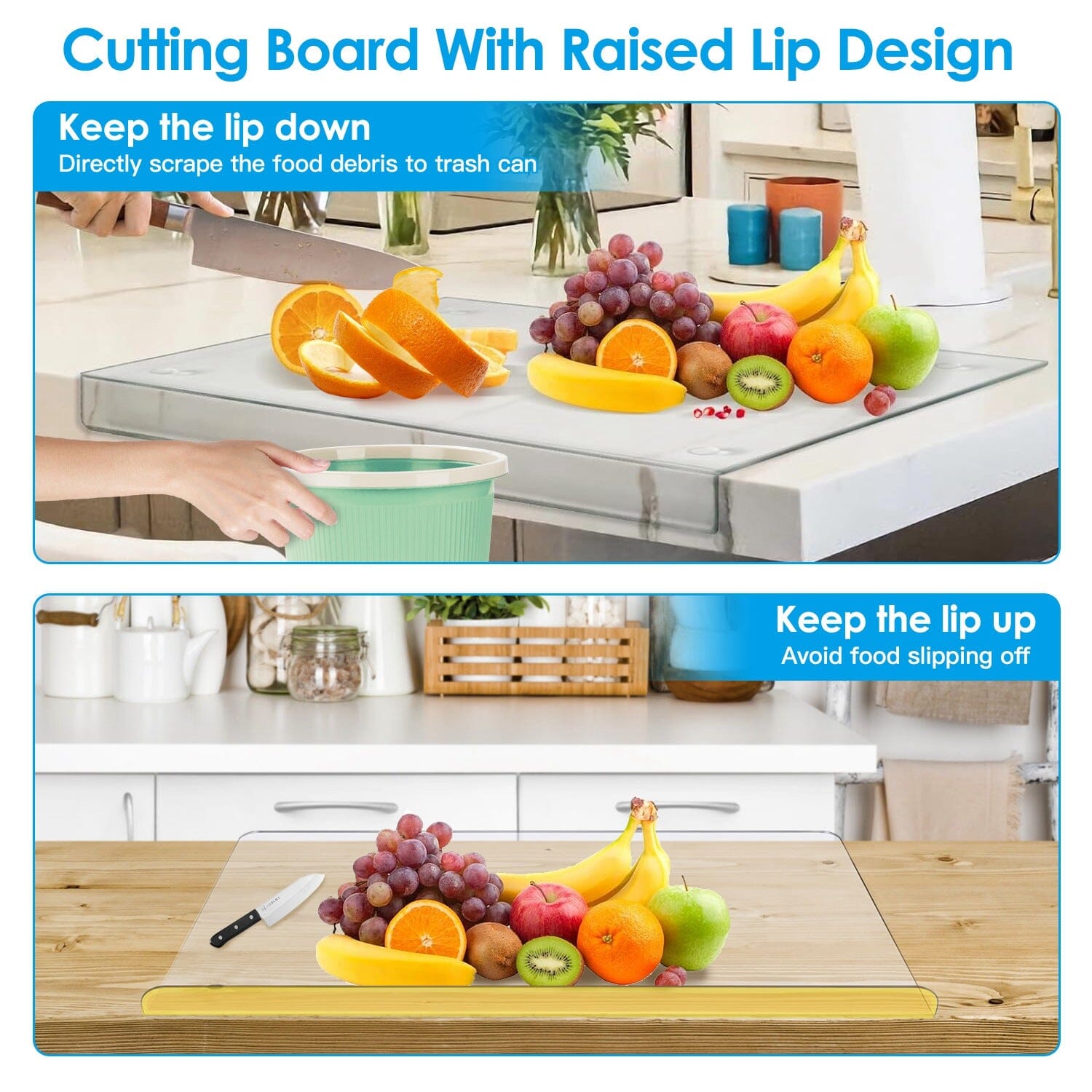 2-Pack: Non-Slip Transparent Countertop Cutting Board Kitchen Countertop Protector Visit New Sale Online