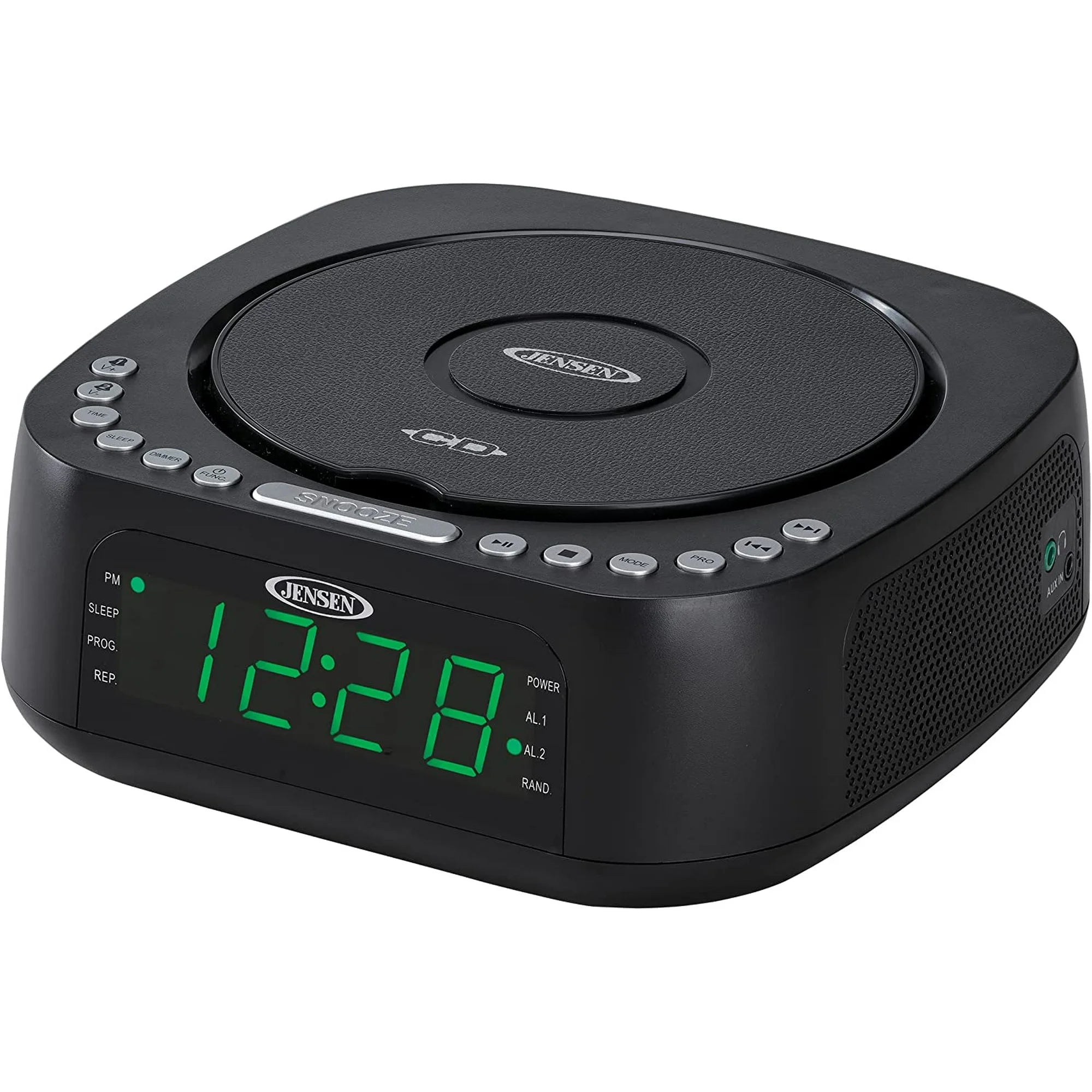 Jensen JCR-375 BLK Green LED CD/MP3 Clock Radio USB charge (Black) Cheap Best Seller