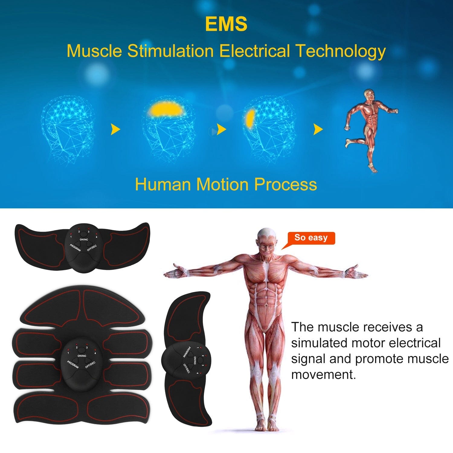 Abs Stimulator Muscle Toner EMS with 6 Modes Free Shipping Largest Supplier