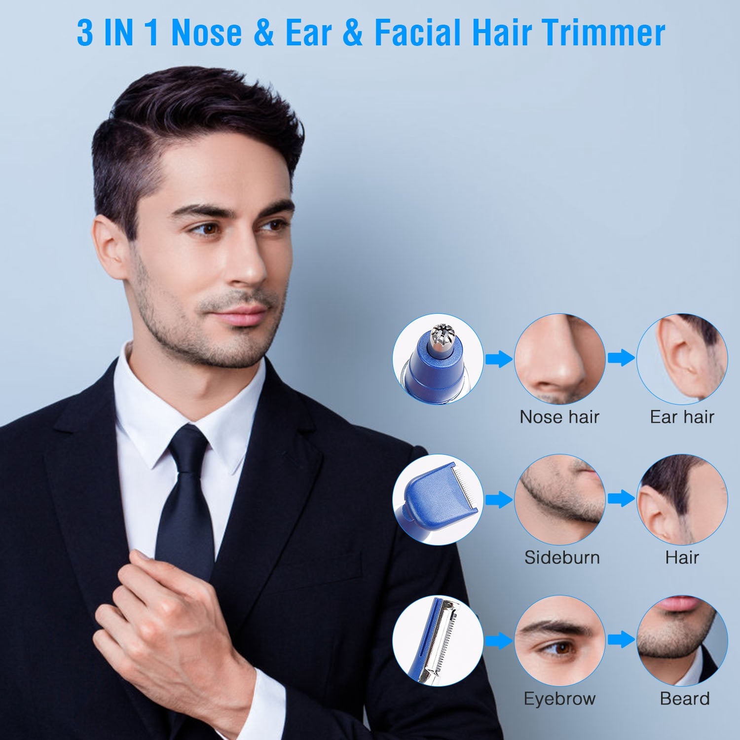 3-in-1 Nose Hair Eyebrow Beard Trimmer Discount Countdown Package