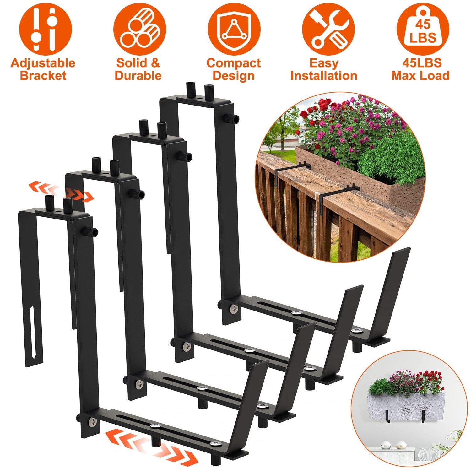 4-Piece: Adjustable Planter Box Brackets Cheap Pice Cost