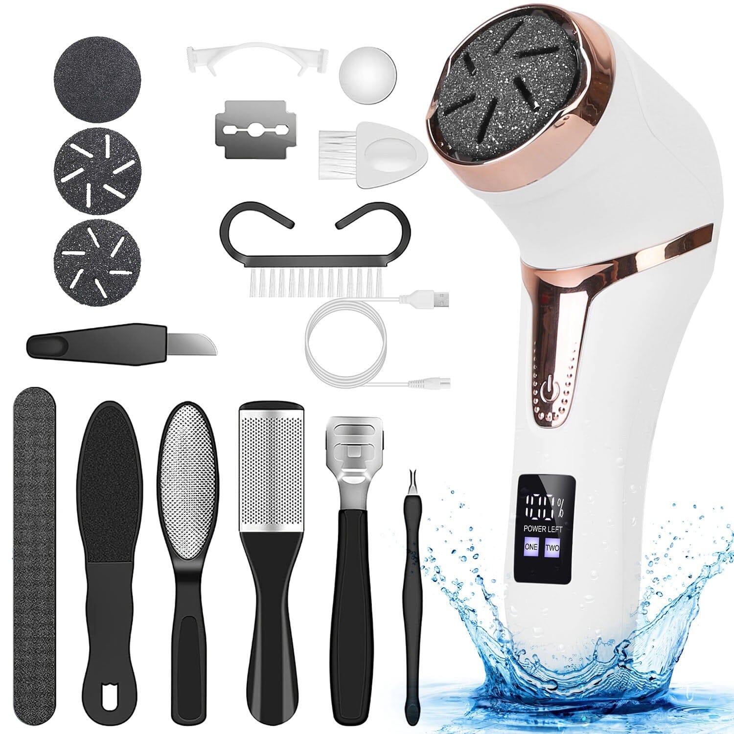 17-Pieces Set: Electric Foot Callus Remover with Vacuum Foot Grinder Rechargeable Discount Wholesale