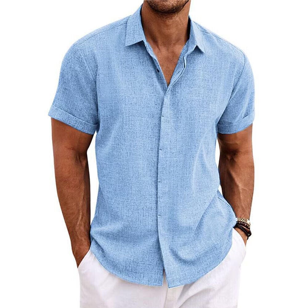 Men's Button Down Shirt Short Sleeve Plain Lapel Official Cheap Online