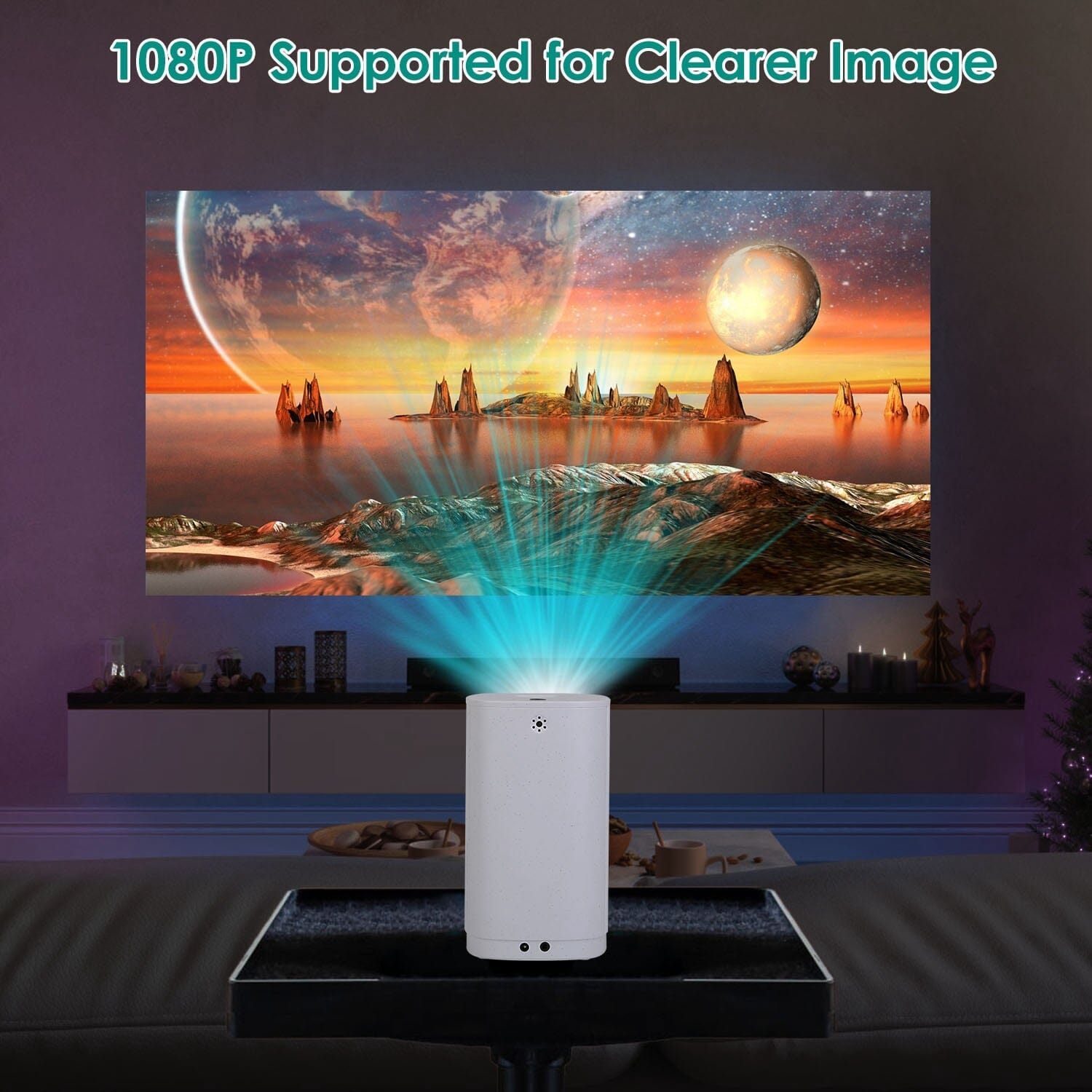 WiFi 1080P Projector Phone Projector Home Movie Projector Compatible with IOS Android iPads U Disk Buy