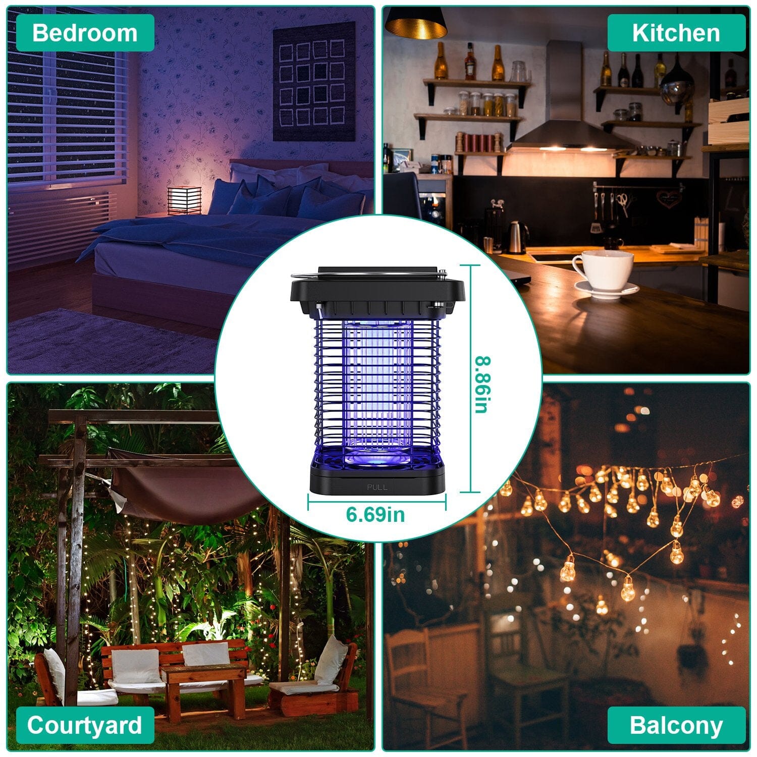 Electric Solar Powered Bug Zapper Lamp IP65 Waterproof for Indoor and Outdoor With Credit Card Free Shipping