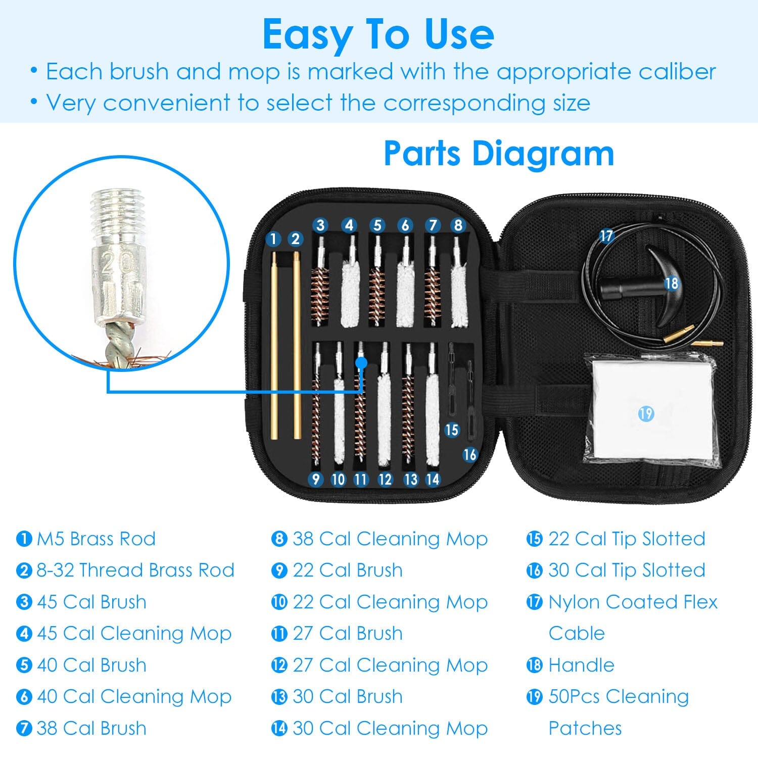 Universal Gun Cleaning Kit with 39.3 Flex Cable Brass Rod Cheap Sale Wholesale Pice