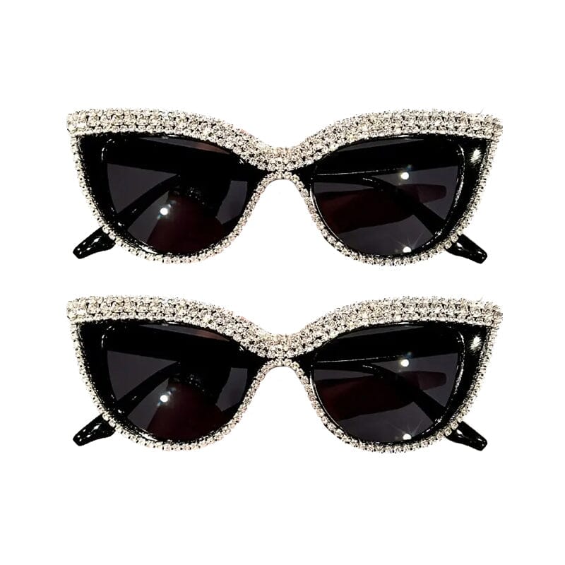 2-Pieces: Bling Rhinestone Cat Eye Sunglasses Sale Good Selling