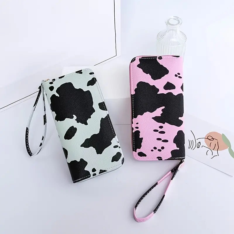 Women's Cute Versatile Faux Leather Cow Print Long Wallet Largest Supplier For Sale