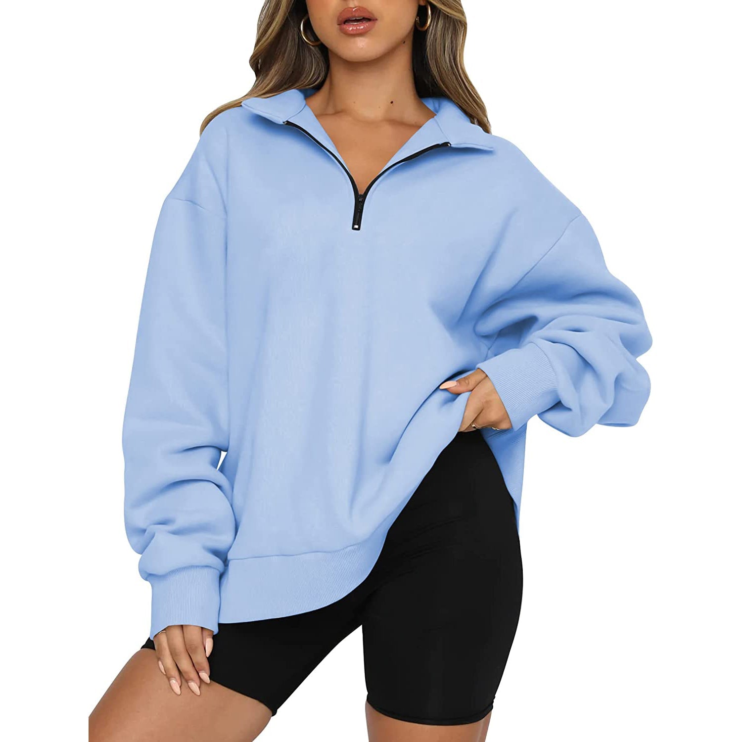 Womens Oversized Half Zip Pullover Long Sleeve Sweatshirt Cheap Sale Discounts