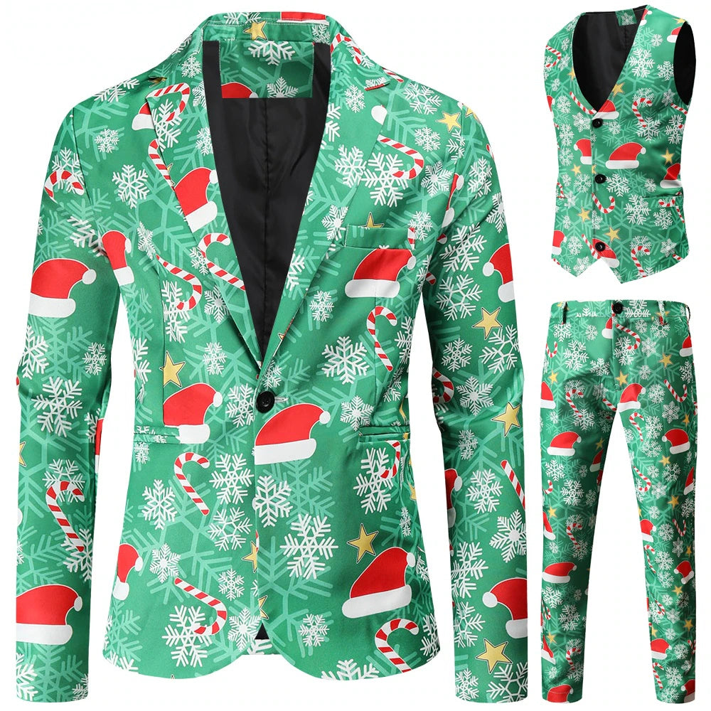 3-Pieces Set: Fun Ugly Christmas Costumes For Men - Complete Xmas Suit: Includes Jacket, Pants Sale Authentic