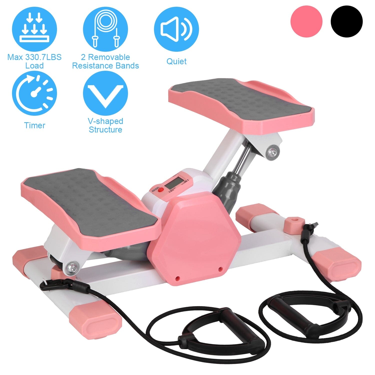 Mini Stepper Stair Stepper with Resistance Bands Quiet Workout with Digital Timer Official Site Cheap Online