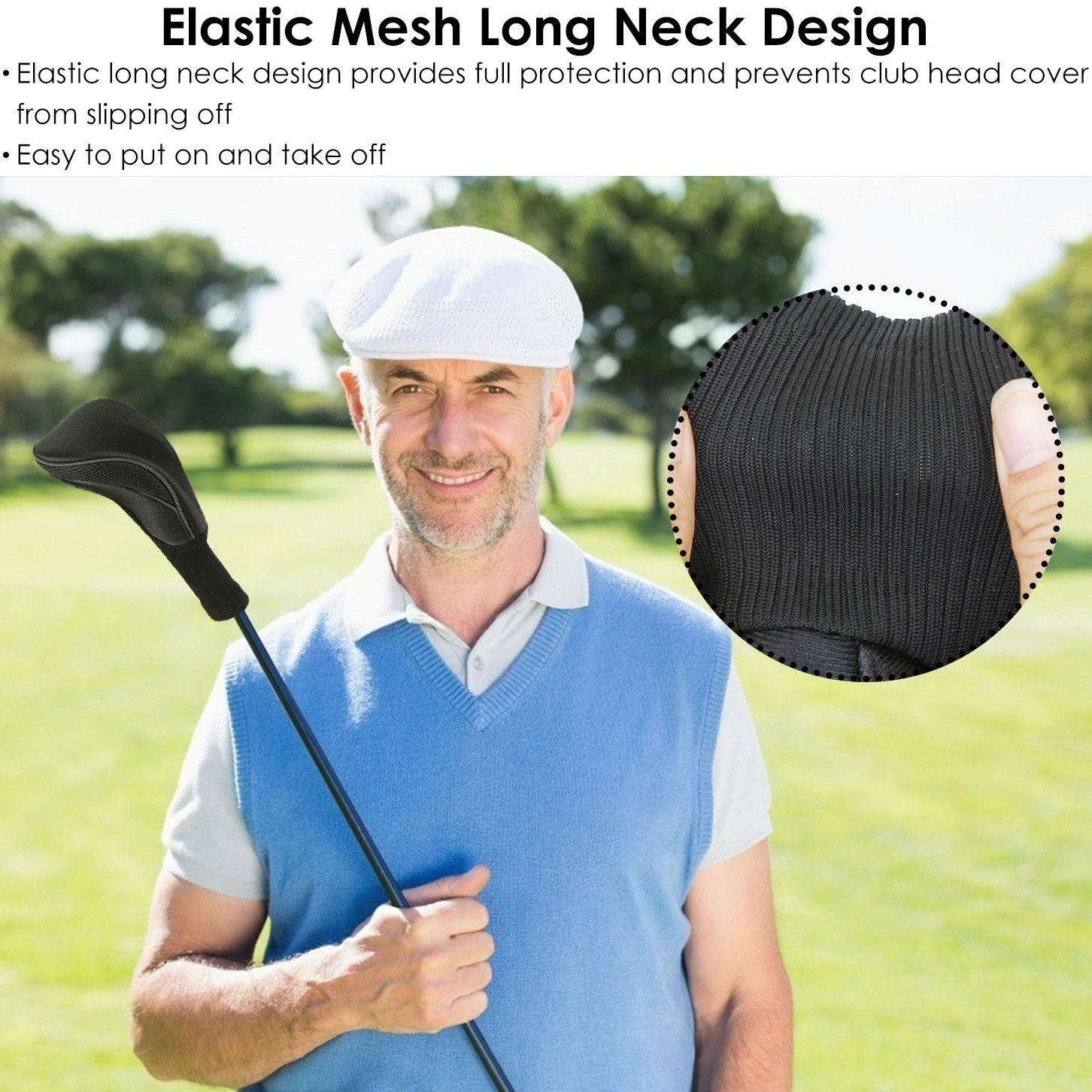 3-Piece: Long Neck Mesh Golf Club Head Cover Fashionable For Sale