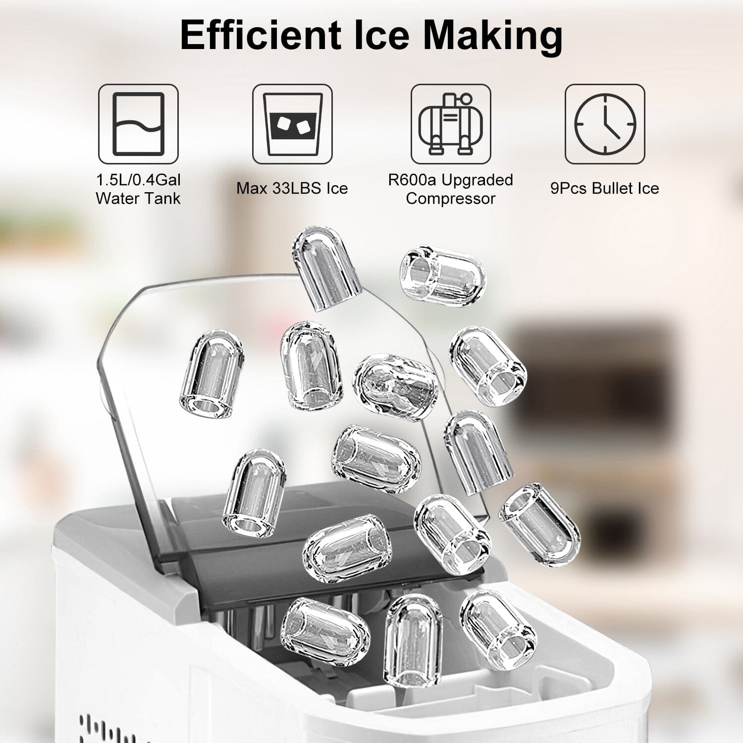 Electric Countertop Ice Make with Ice Scoop Basket Self Cleaning Cheap Sale Supply