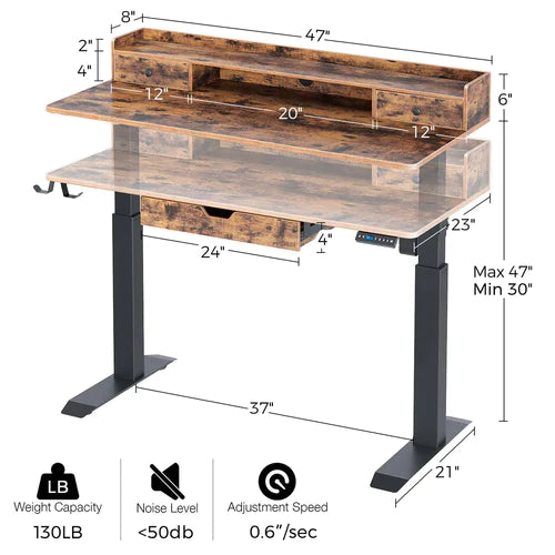 Rolanstar Sing Motor Free Standing Electric Height Adjustable Desk with Drawers and Headphone Hooks Cheap Sale Online