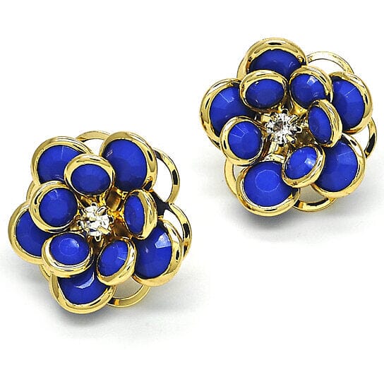 18k Gold Filled High Polish Finsh Sapphire Hibiscus Crystal Stud Earring Buy Online