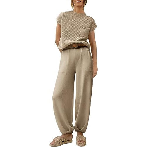 2-Piece Set: Women's Knit Pullover Tops and High Waisted Pants Tracksuit Lounge Sets Clearance Choice