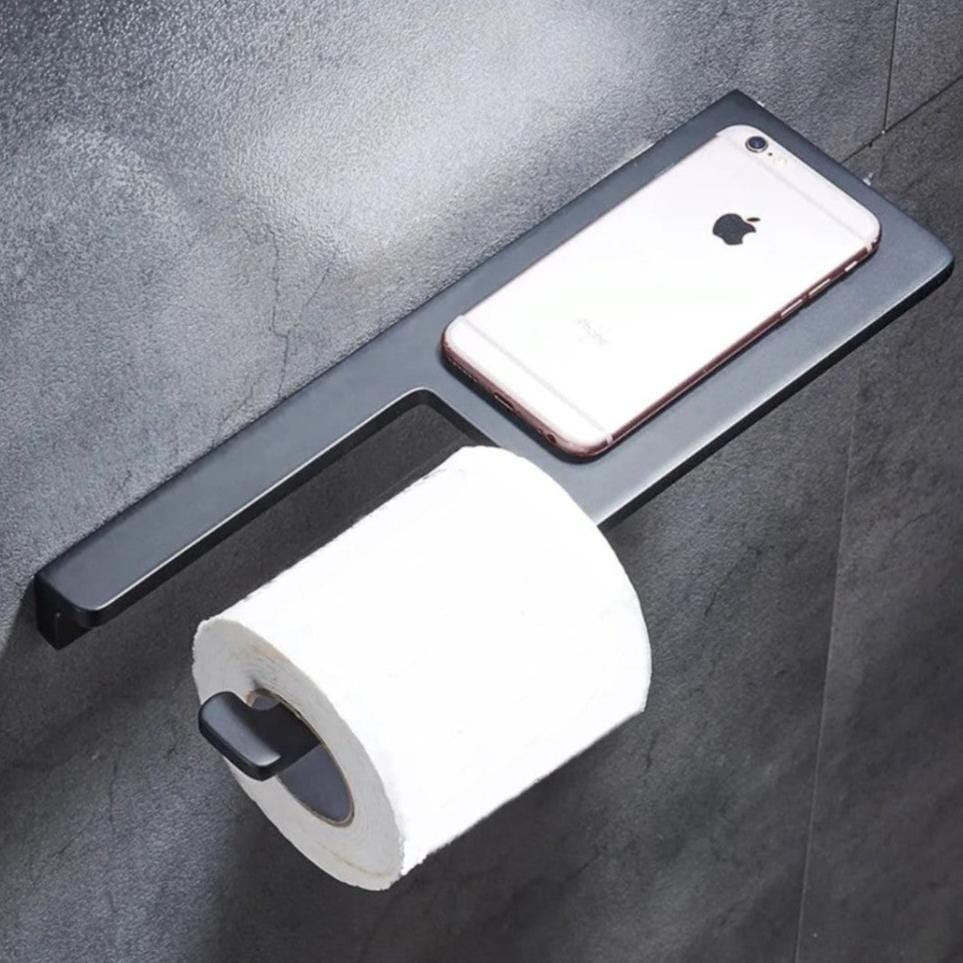 Toilet Paper Holder with Shelf – Matt Black Painted Stainless Steel – Roll Paper Holder Outlet Best Pices