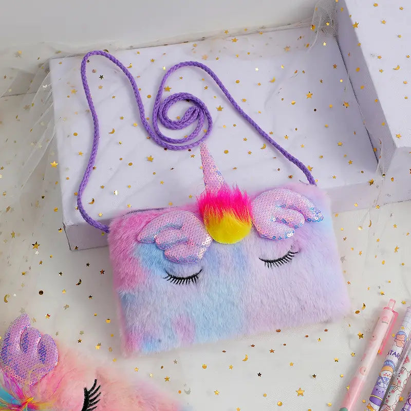 Girls Cute Sequin Plush Unicorn Tie Dye Bag Cheap Sale Store