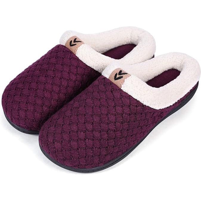 Roxoni Women's Slippers Cozy Fleece Warm Clog Knit Winter Ladies House Shoe Non-Slip Free Shipping New Styles