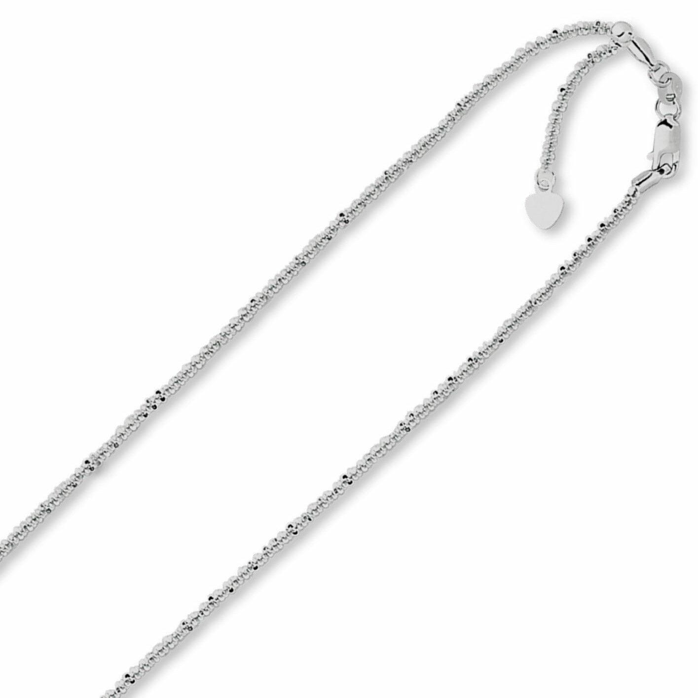 1.5mm Solid Adjustable Sparkle Twisted Rock Chain 10K White Gold Up to 22 Cheap Wholesale