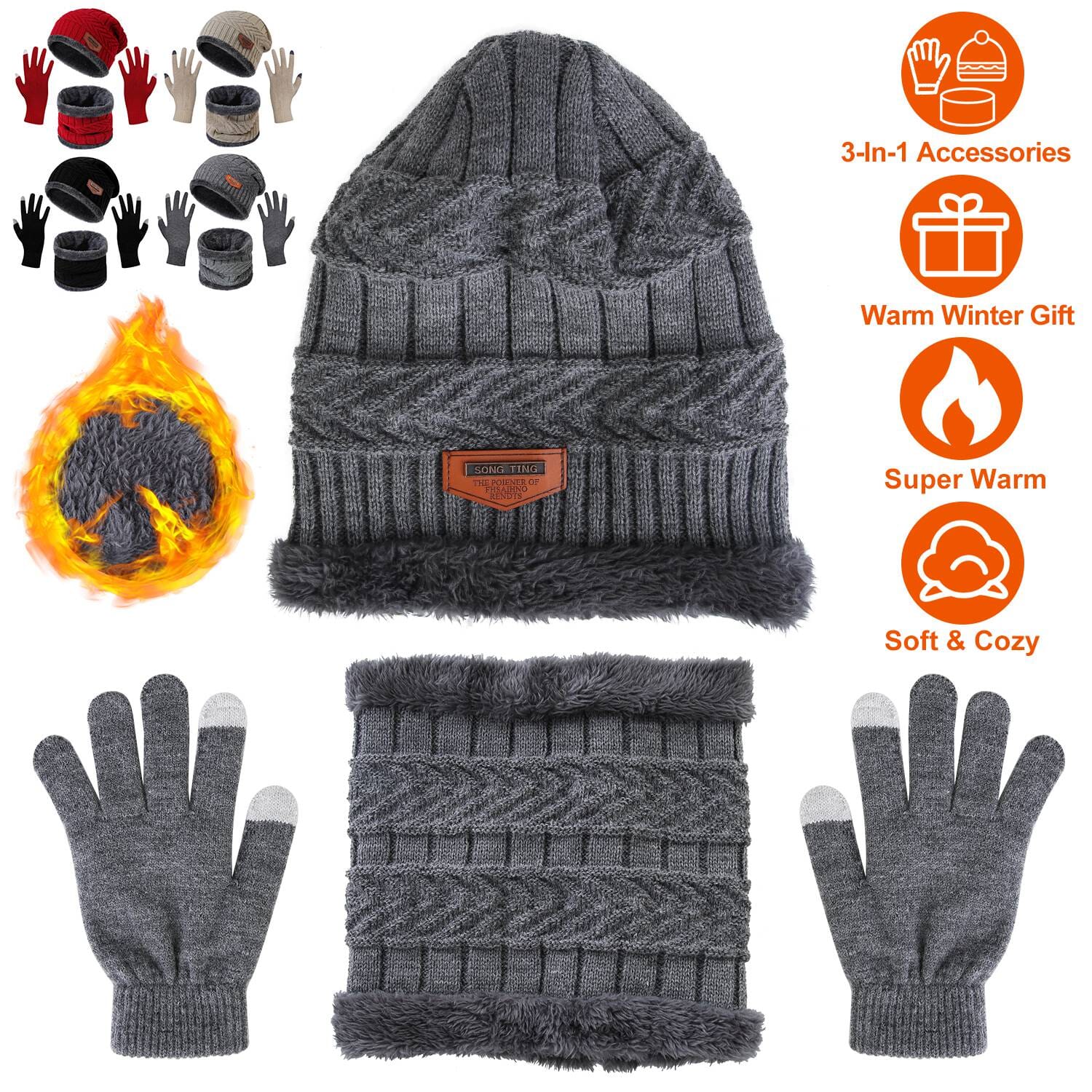 Winter Warm Beanie and Touch Screen Gloves Scarfs Set New Arrival Cheap Online