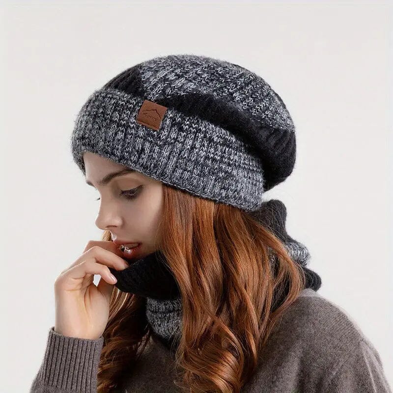 2-Pieces: Two-Tone Warm Knit Winter Hat Clearance Extremely