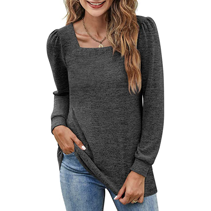 Women's Tunic Top Square Neck Puff Sleeve Pay With Paypal