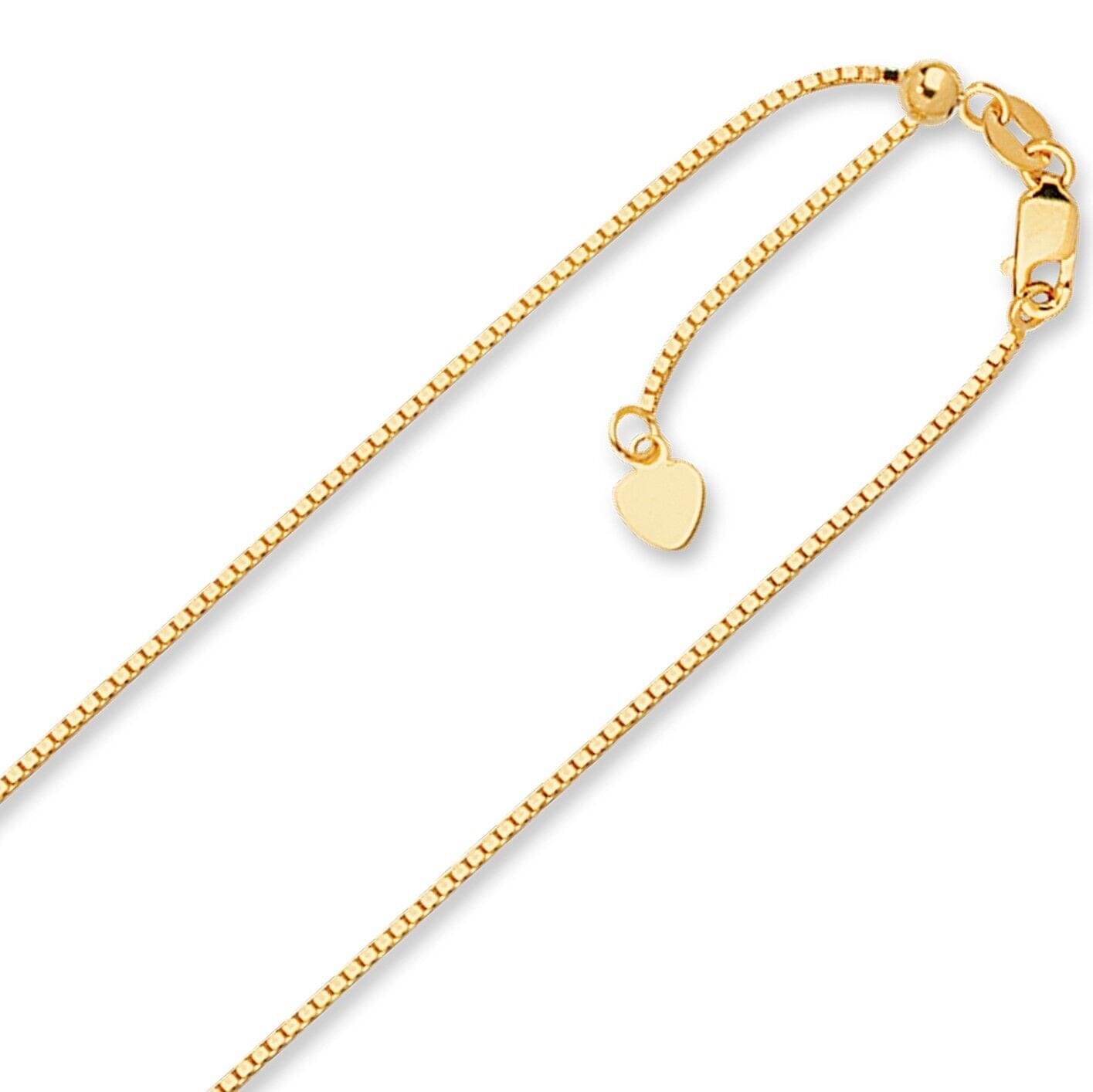 1mm Solid Adjustable Box Chain Necklace REAL 10K Yellow Gold Up To 22 Explore Online