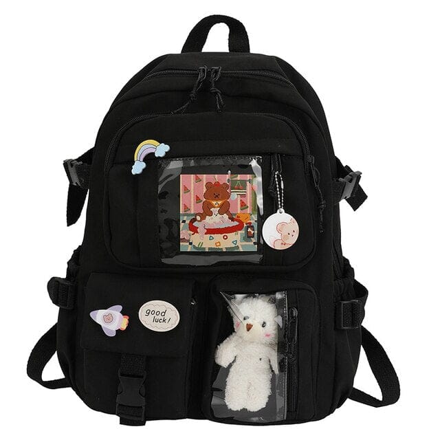 Cute Waterproof Multi-Pocket Women Backpacks with Bear Doll Clearance Good Selling