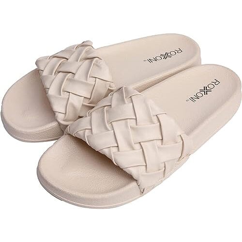 Roxoni Faux Leather Slides, Trendy Slides for Women Buy Cheap Authentic