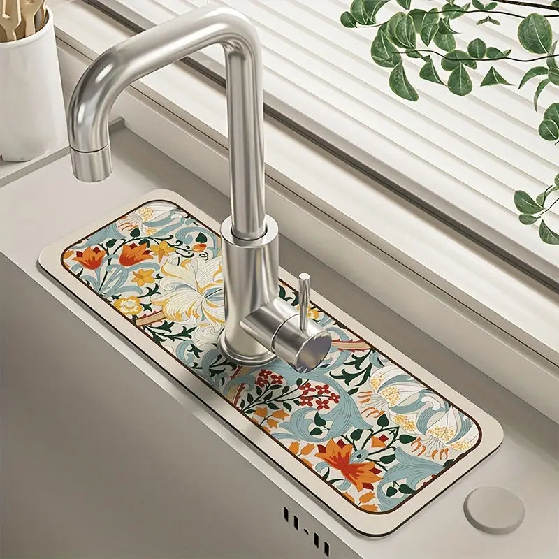 Floral Sink Faucet Absorbent Mat Official Cheap Online