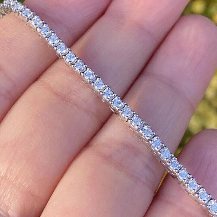 Solid 14K White Gold 2.13 CTW 100% Natural Diamond Tennis Bracelet Outlet Shop Offer