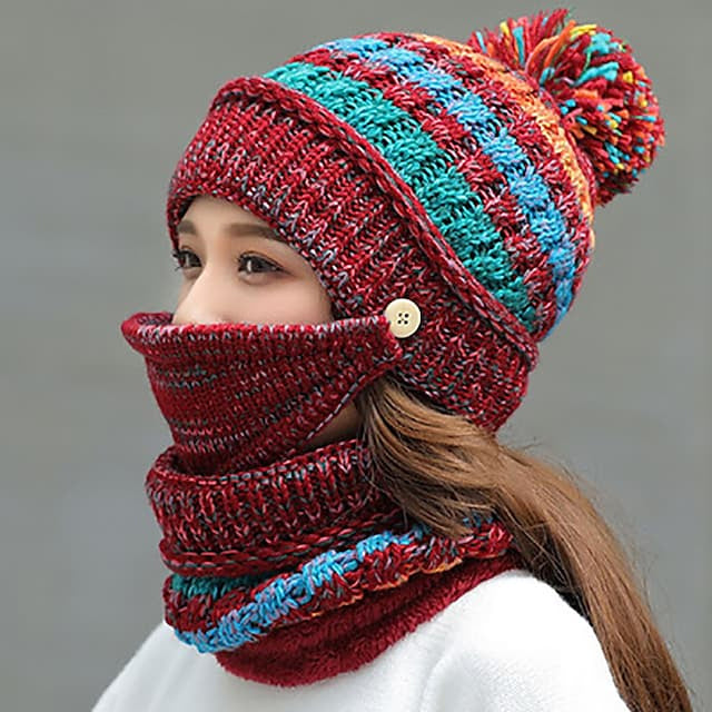 Women's Knitted Hat Scarf Mask Set Countdown Package Cheap Online