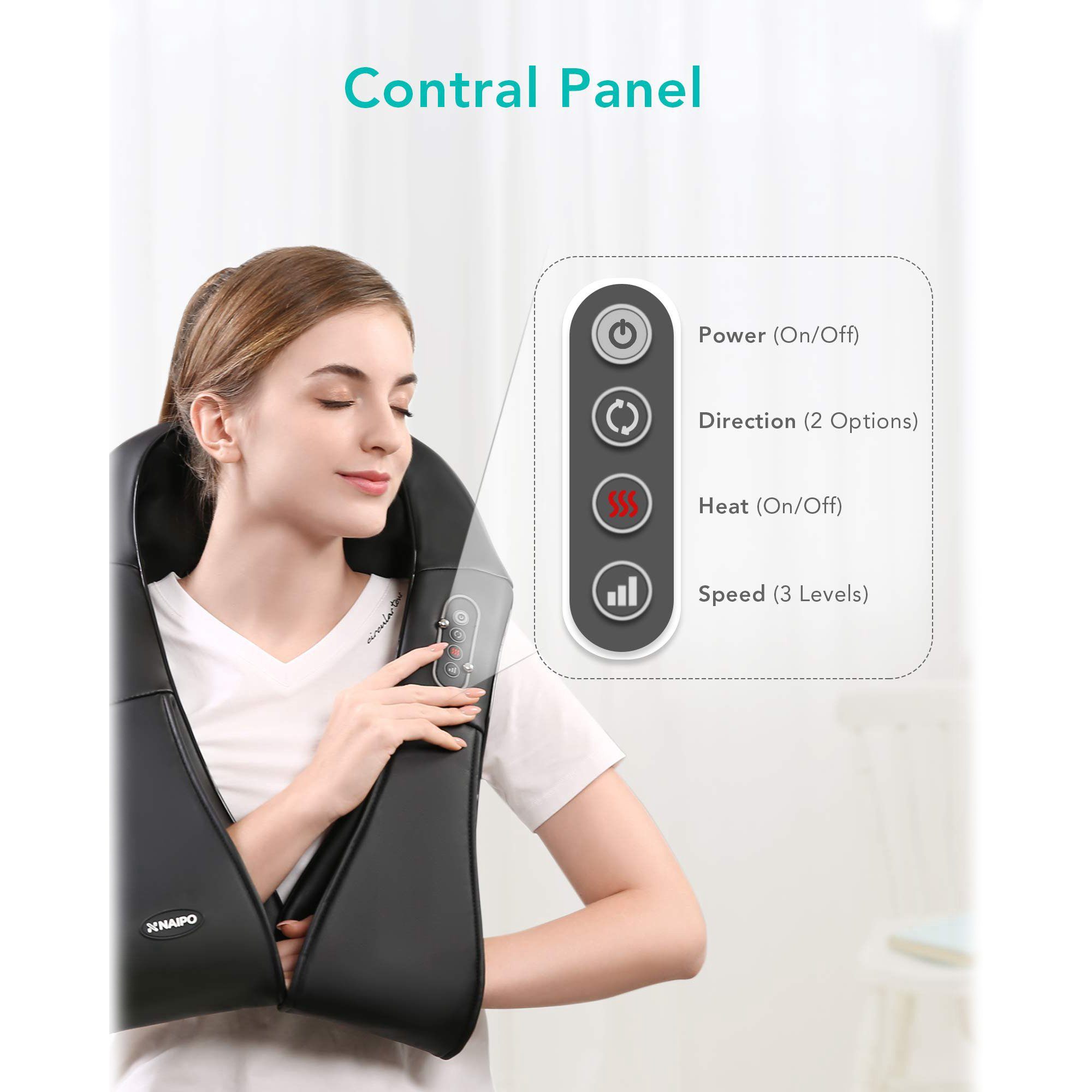 Naipo Shiatsu Back and Neck Massager with 3 Levels Adjustable Heating Discount 2025 Newest