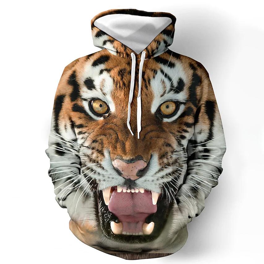 Men's Animal Patterned 3D Tiger Hoodie Really Cheap Shoes Online