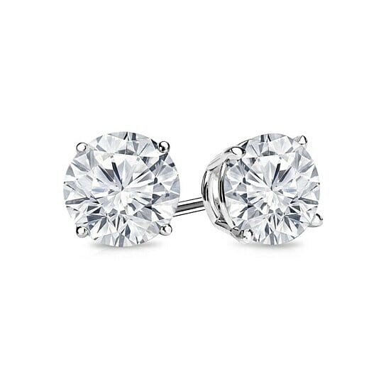 Lab Created White Topaz 6mm Round Cut 925 Sterling Silver Stud Earrings Outlet Online Shop