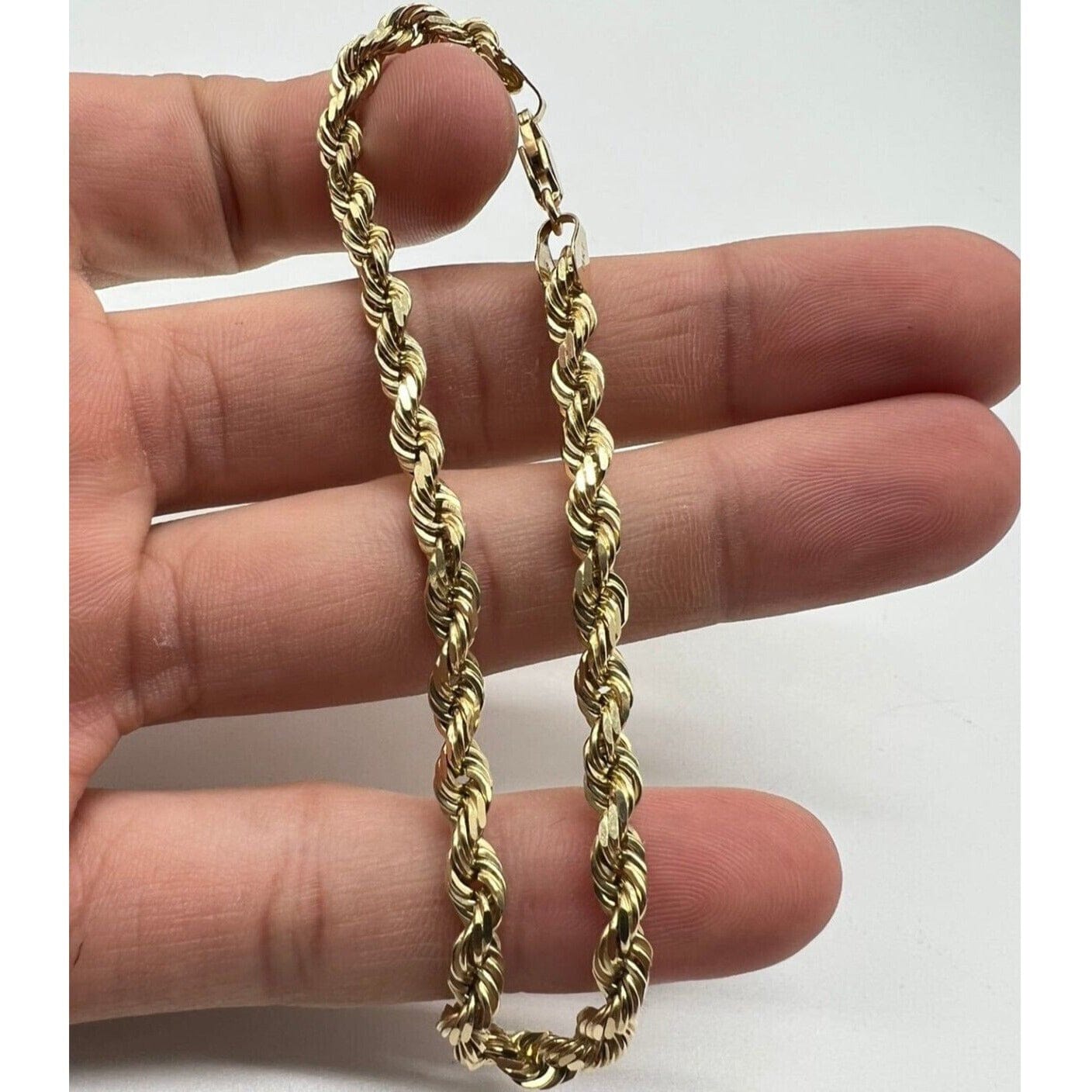 Real 10k Yellow Gold Rope Bracelet 4mm 8 Inch Men Women Diamond Cut on Sale Latest Cheap Online