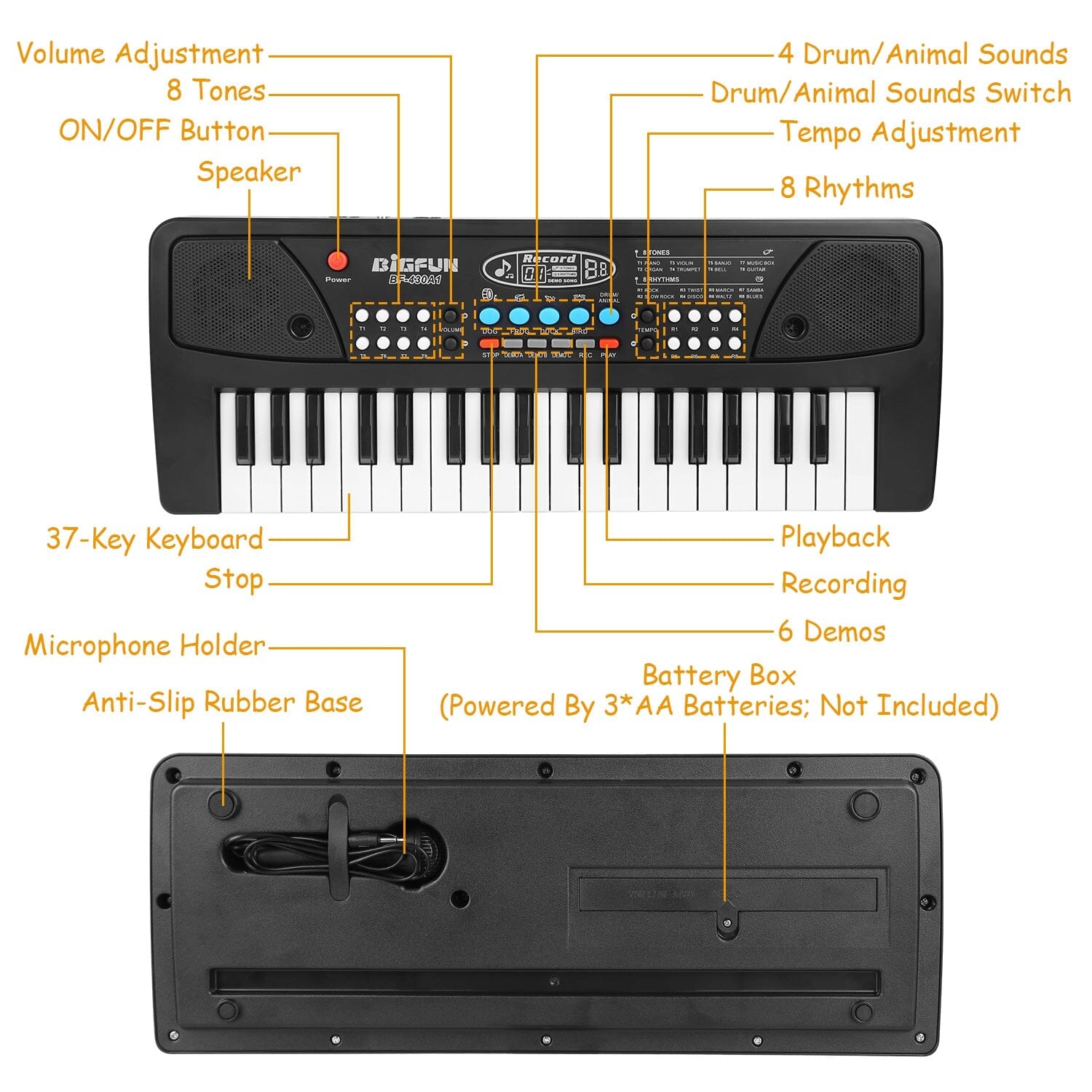 37 Keys Digital Music Electronic Keyboard Instrument with Microphone Get Authentic