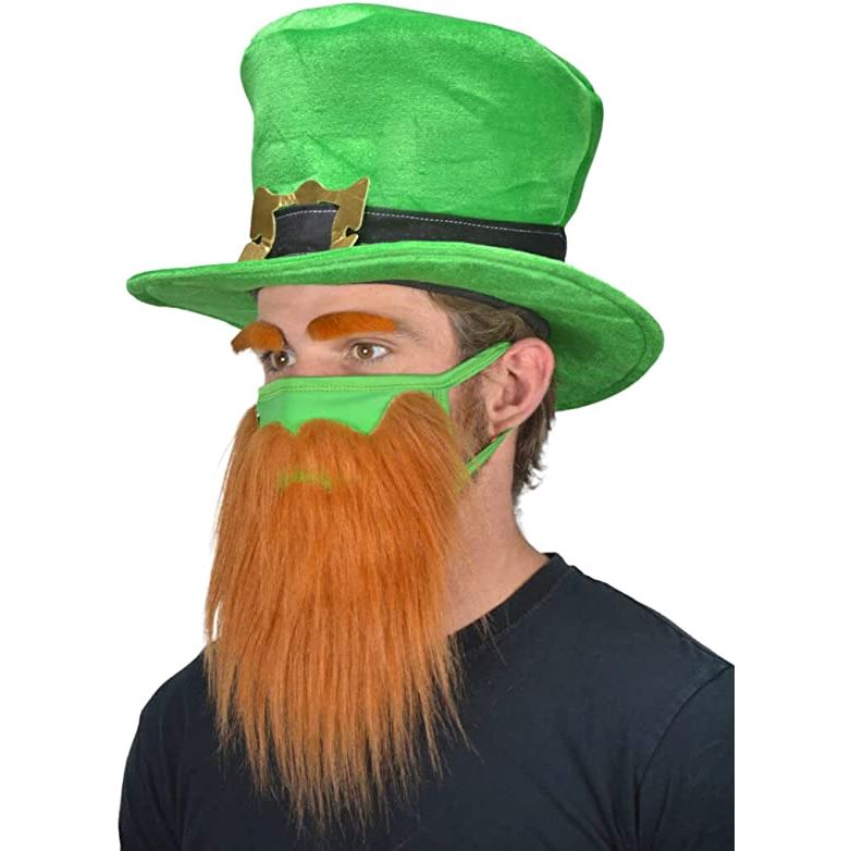 St. Patrick's Day Beard Face Mask and Green Hat Leprechaun Costume for Adults Sast Cheap Pice