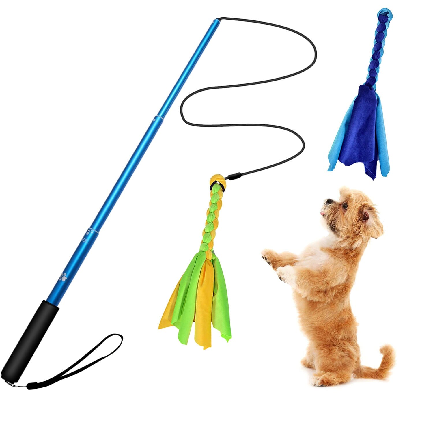 Extendable Dog Flirt Pole with 2 Replaceable Interactive Tail Toys Buy Cheap Affordable