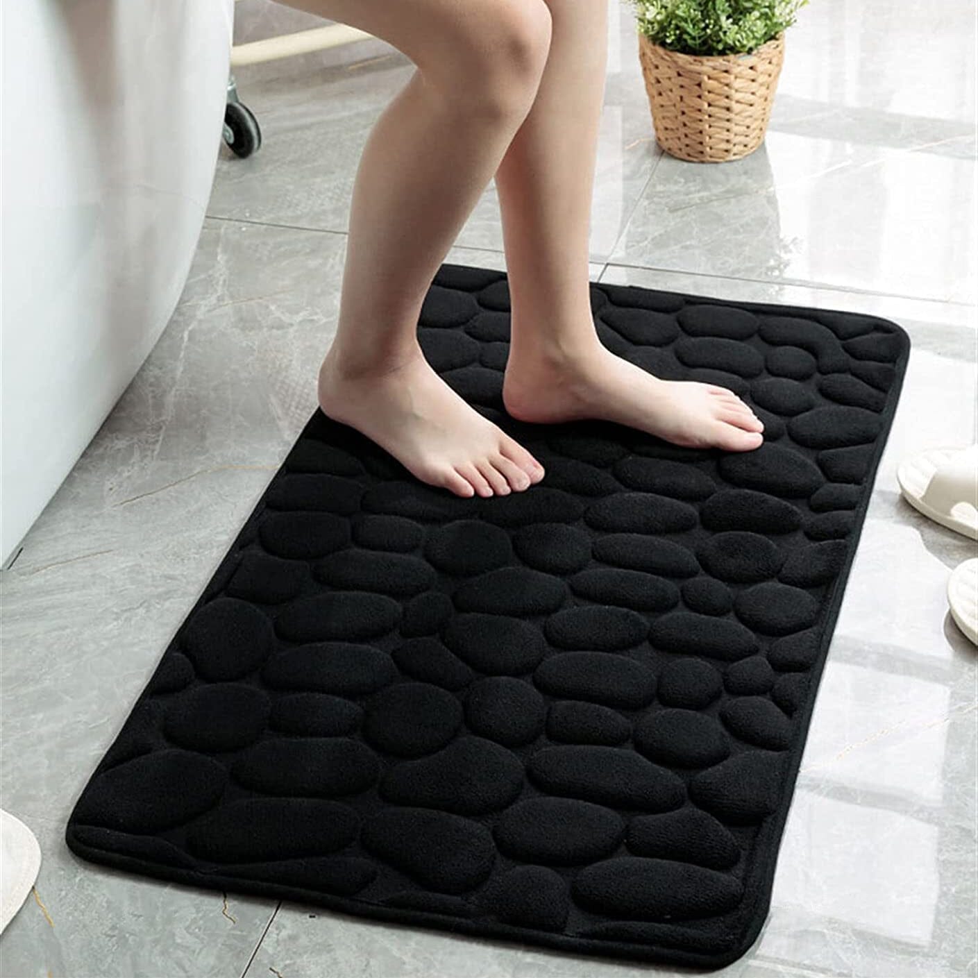 Soft Memory Foam Non Slip Cobblestone Embossing Bath Mat Clearance Best