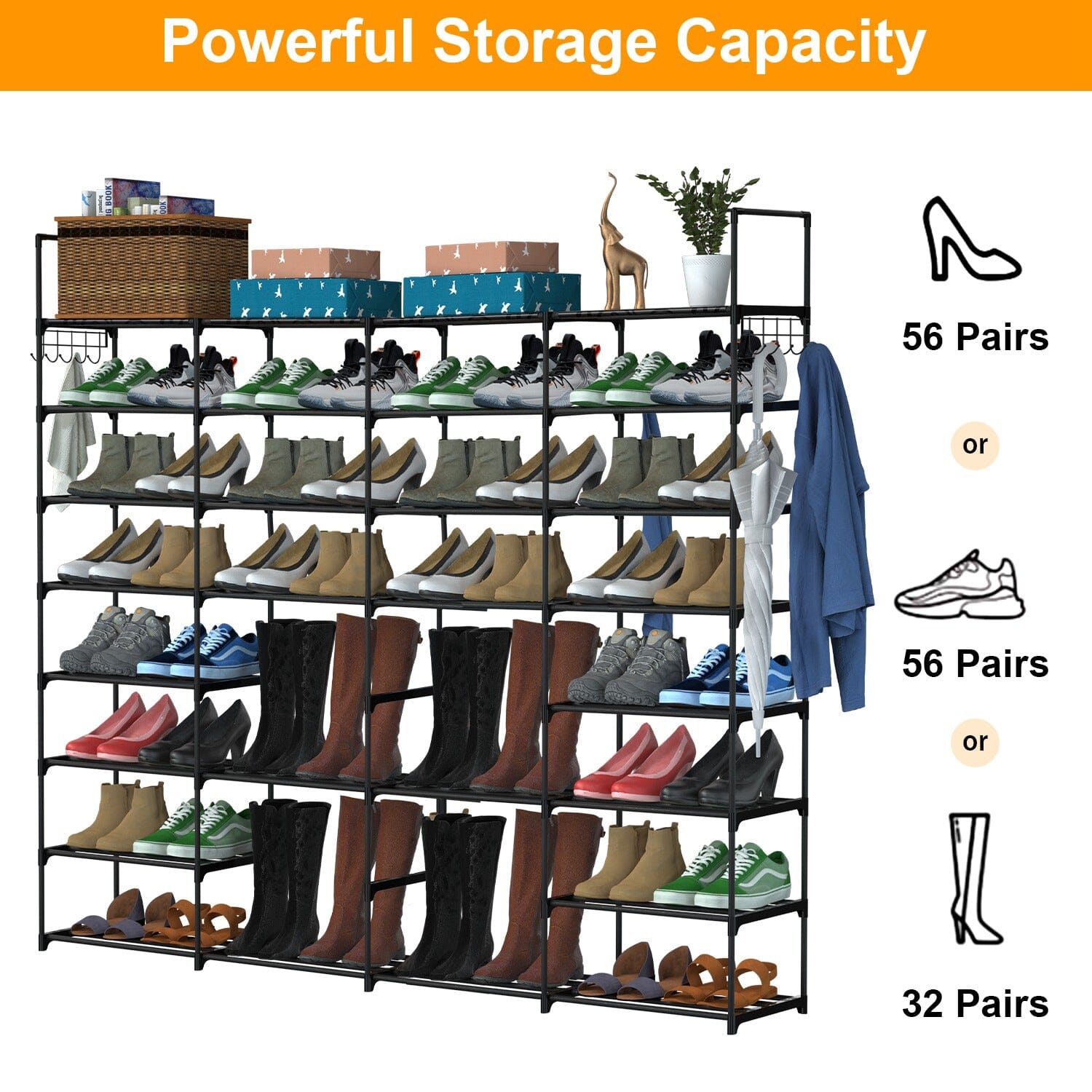 8-Tier Shoe Rack Metal Shoe Storage Shelf Comfortable Cheap Pice