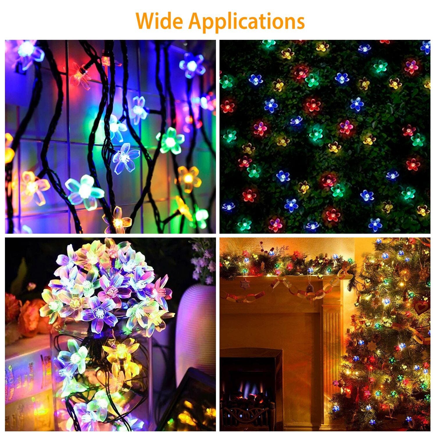 2-Pieces: Solar Power String Lights 50 LED Beads Fairy Sakura Flower Manchester Great Sale Online